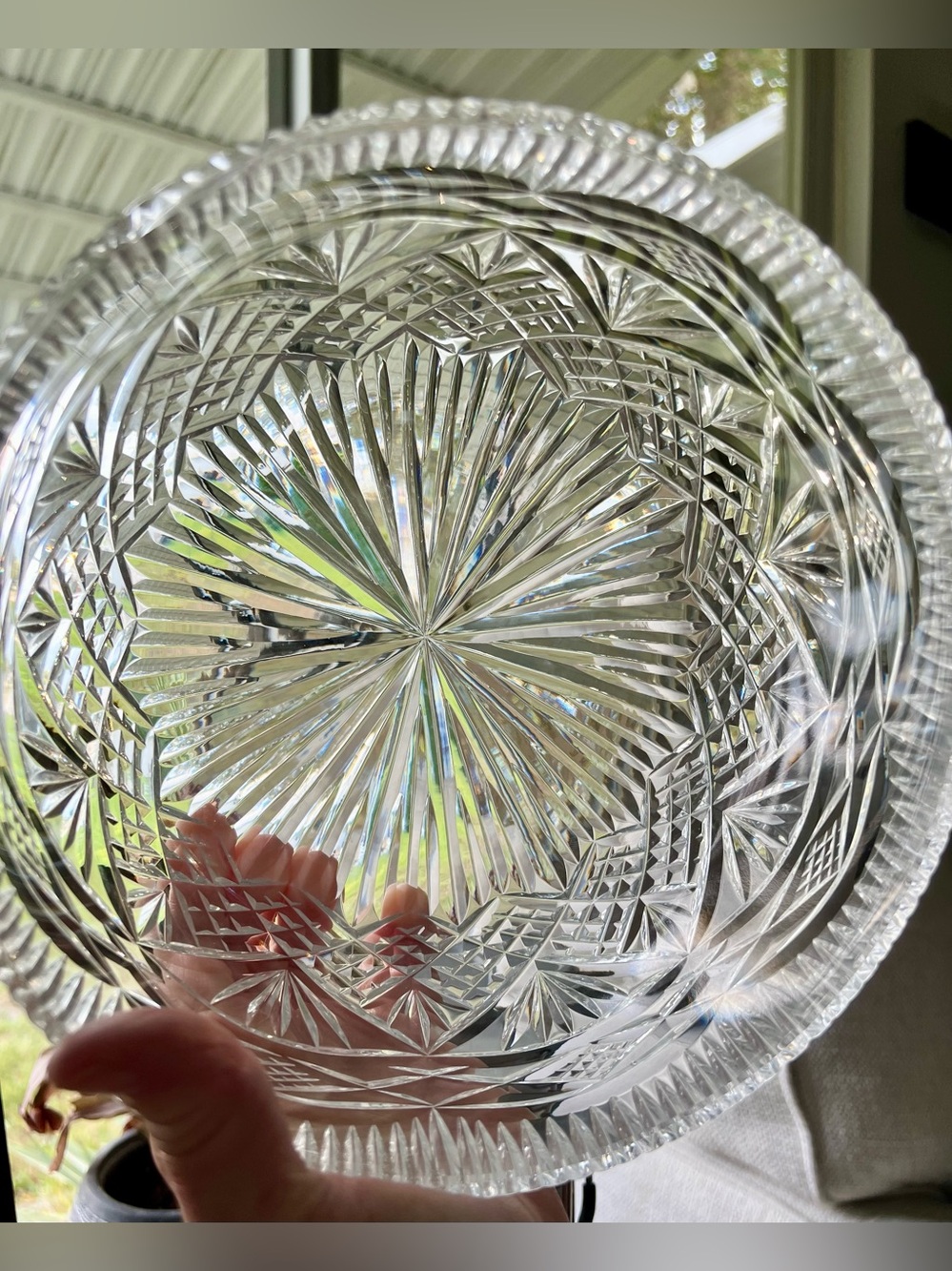 Vintage máster cutter crystal salad serving bowl. Signed, Possibly Waterford.